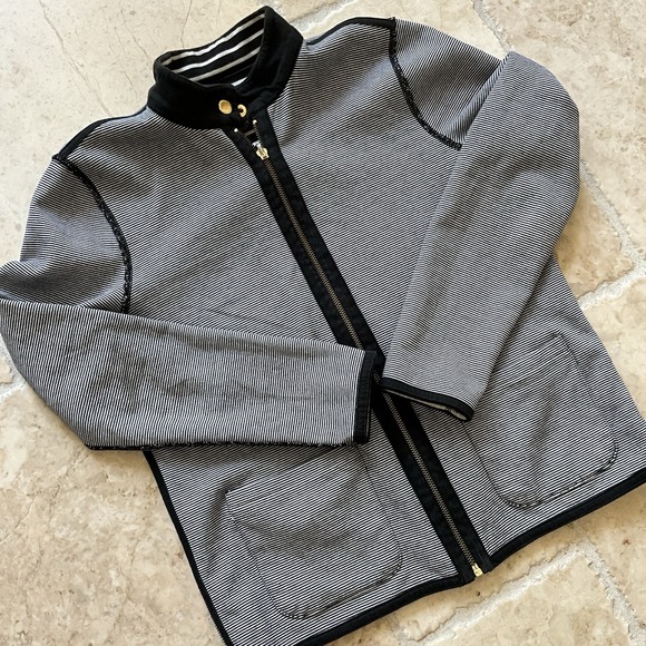 Ralph Lauren Black & White Reversible Striped Zip Up Knit Jacket P/M - Picture 7 of 9